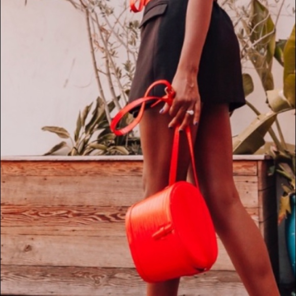 Red Snake Skin Inspired Cylinder Bag